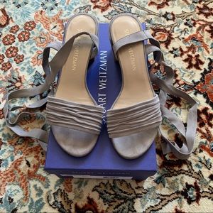 Stuart Weitzman Gray Lace up Sandals
